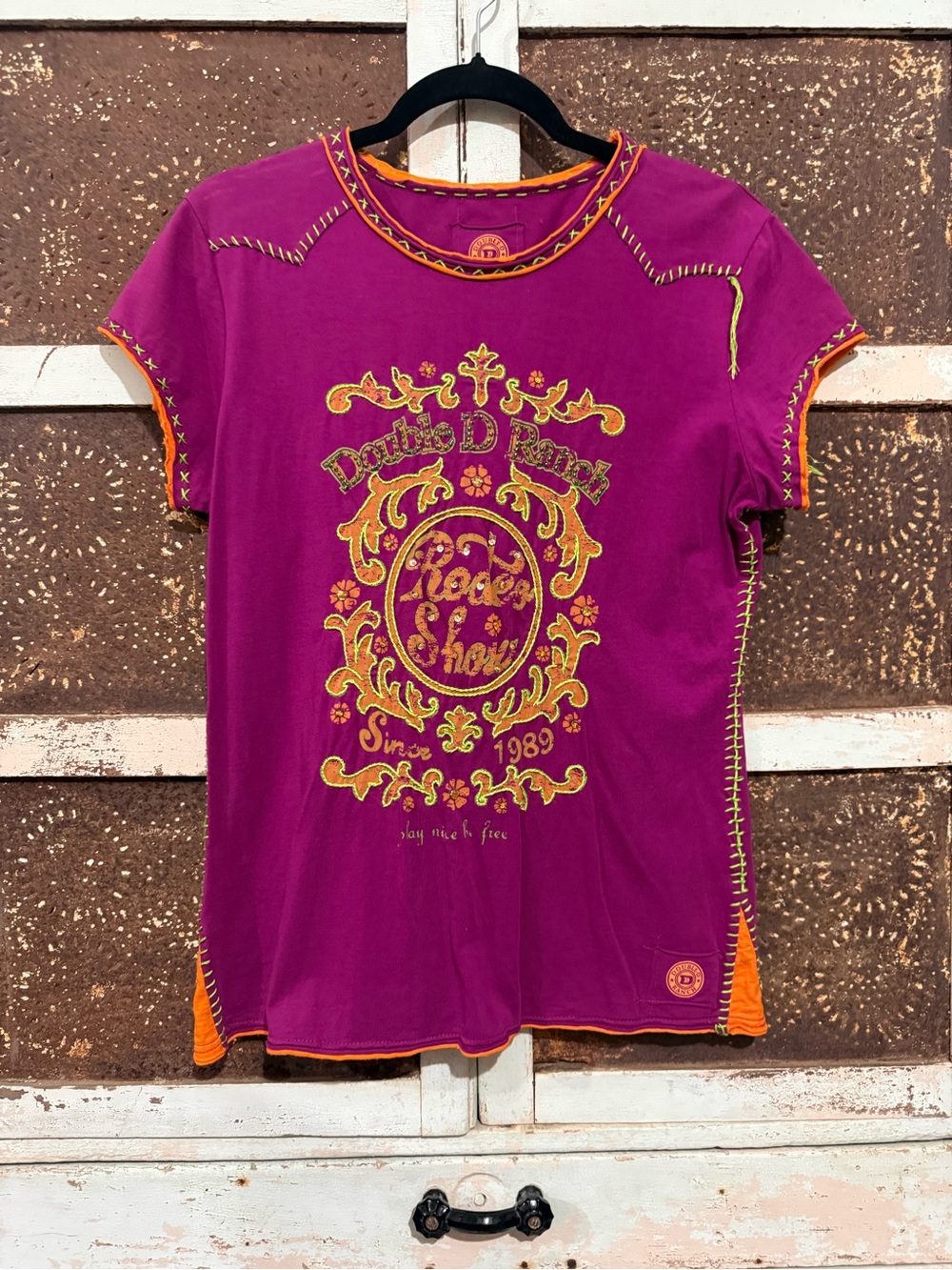 Double D Ranch Magenta Rodeo Show T-Shirt Size L